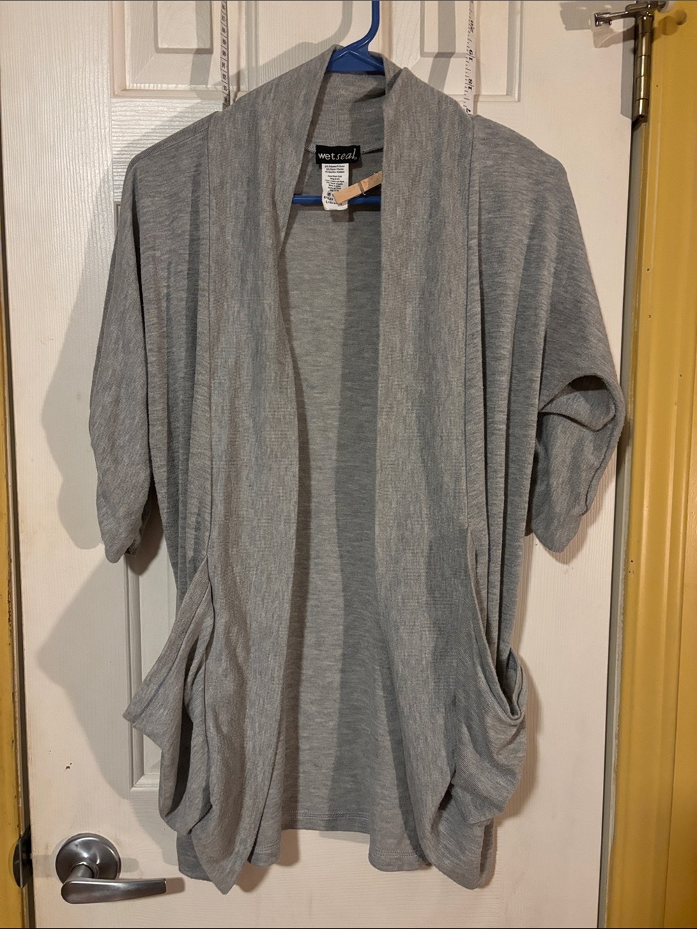 Wet Seal Heather Gray Draped Open-Front Cardigan